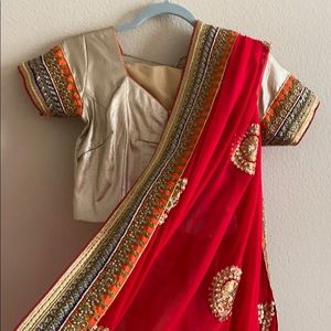 Red sari dress